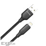 Дата кабель USB 2.0 AM to Lightning 1.0m 3A TPE embossed black ColorWay (CW-CBUL101-BK)