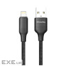 Дата кабель USB 2.0 AM to Lightning 1.0m 3A TPE embossed black ColorWay (CW-CBUL101-BK)