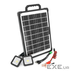 Портативна станція CcLamp CL-618PB-15W+Solar, Power bank 10800mAh, 1 режим, USB вихід, 2 лампочки, B