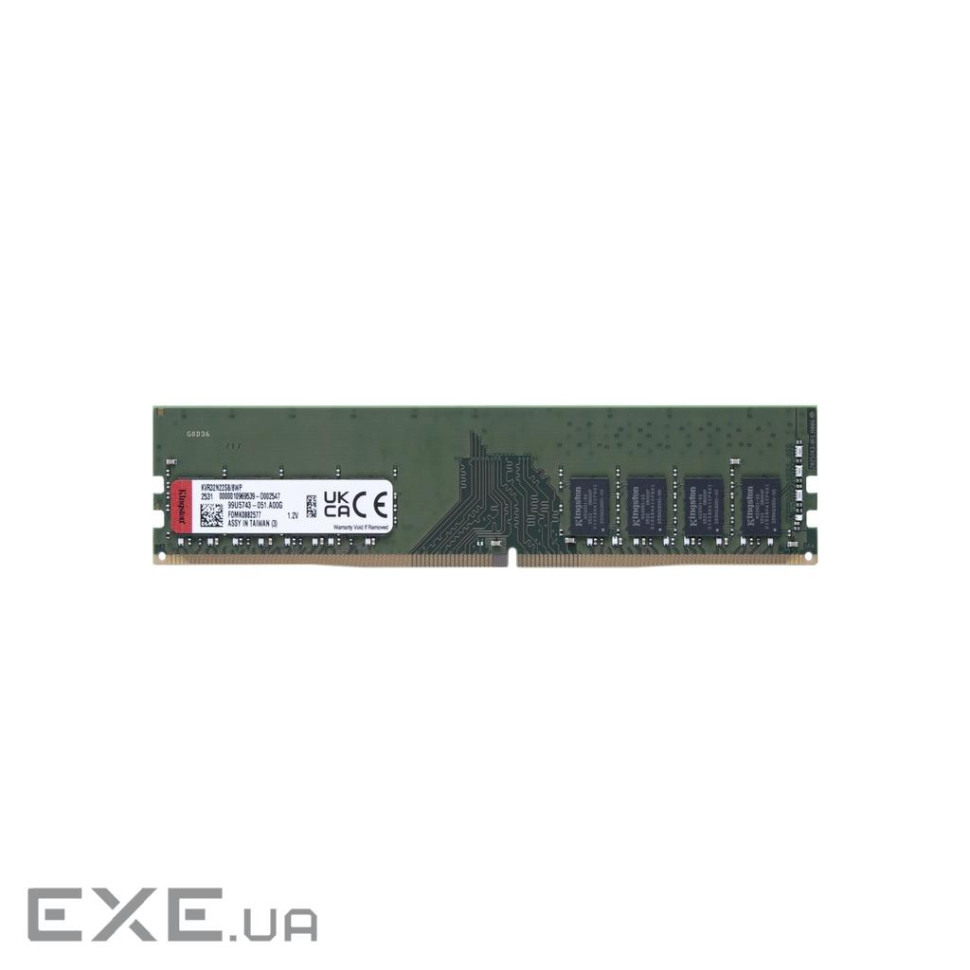 Модуль пам'яті KINGSTON DDR4 3200MHz 8GB (KVR32N22S8/8WP)