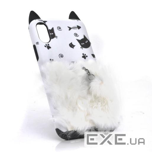 Накладка Кіт пухнастий хвіст (смарт кільце ) iPhone X (13638)