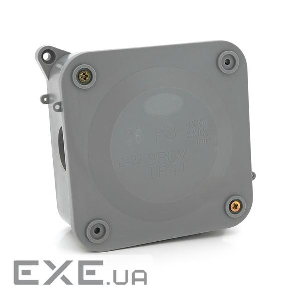 Коробка розподільна зовнішня PIPO Р30 110х110х60мм, IP54, пластик, (РР) 4 гермовводи, сіра, Q50 , Q50