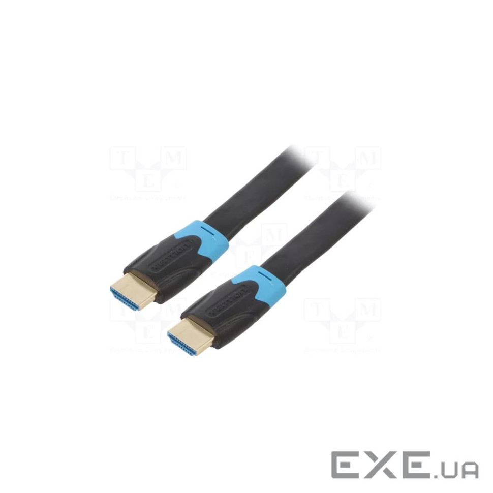 Кабель мультимедійний HDMI M to HDMI M 10.0m 1080p60Hz flat black Vention (AAKBL)