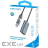 Перехідник USB-C + USB A to RJ45 Ethernet 1000Mbps 0.15m aluminum gray Vention (CFQHB)