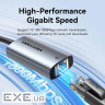 Перехідник USB-C + USB A to RJ45 Ethernet 1000Mbps 0.15m aluminum gray Vention (CFQHB)