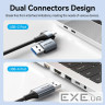 Перехідник USB-C + USB A to RJ45 Ethernet 1000Mbps 0.15m aluminum gray Vention (CFQHB)