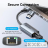 Перехідник USB-C + USB A to RJ45 Ethernet 1000Mbps 0.15m aluminum gray Vention (CFQHB)