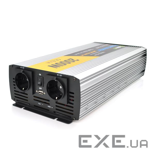 Інвертор напруги Solinved Sol-Yb24-2000M, 24V / 220V, 2000W з апроксимованою синусоїдою, 2Shuko, USB , 2Shuko, USB