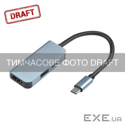 Хаб 2E USB-С USB-A 3.0/USB-C PD/HDMI, 0.14м, сірий (2E-W2680)