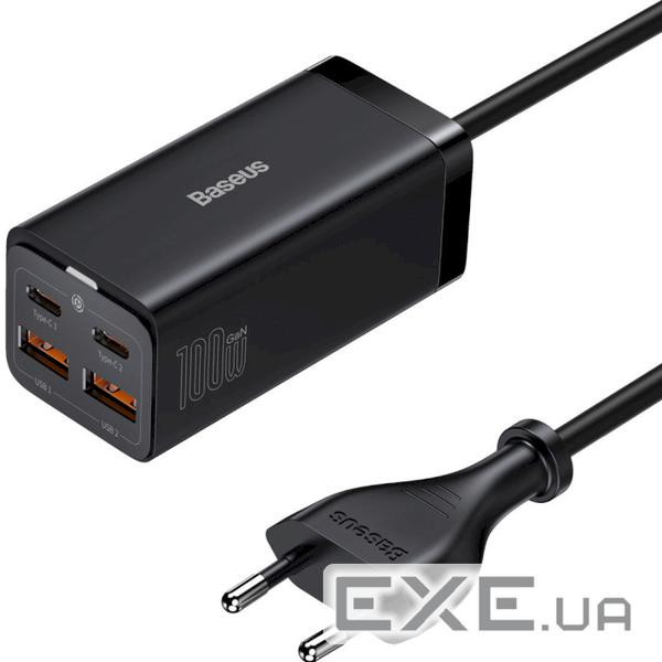 Зарядний пристрій Baseus 2xUSB-C 100W + 2xUSB GaN black (CCGP000101)