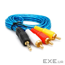 Кабель DC3.5 (тато) => 3хRCA (тато), GOLD Jack, довжина Jack 18 (YT-3.5(M) / 3хRCA(M)-1.8Be)