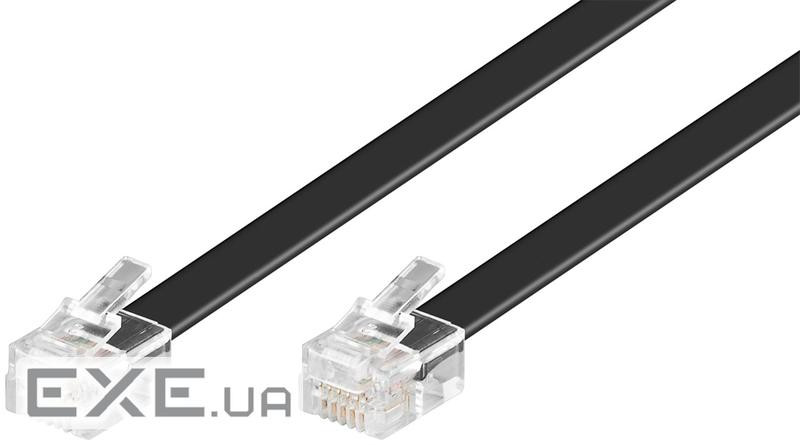Кабель телефонний RJ12 M/M 10.0m, плоский 6P6C AWG28 1:1,чорний (84.00.7079-1)