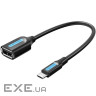 Перехідник USB 2.0 Micro BM to USB AF (OTG) 0.15m Black PVC Vention (CCUBB)