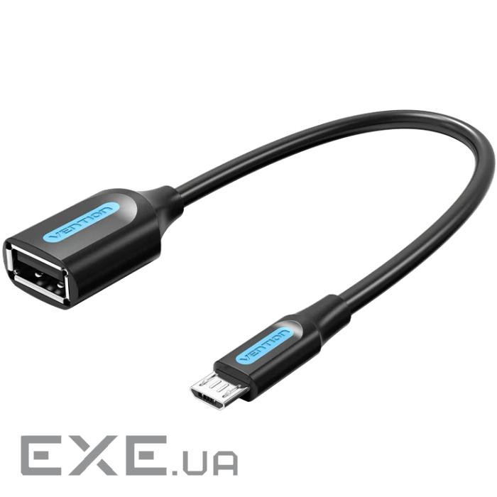 Перехідник USB 2.0 Micro BM to USB AF (OTG) 0.15m Black PVC Vention (CCUBB)