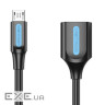 Перехідник USB 2.0 Micro BM to USB AF (OTG) 0.15m Black PVC Vention (CCUBB)