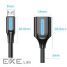 Перехідник USB 2.0 Micro BM to USB AF (OTG) 0.15m Black PVC Vention (CCUBB)