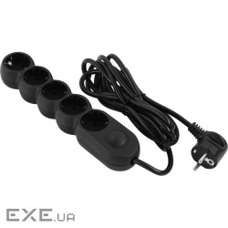 Мережевий фільтр 2E 2E-U05VESM3BK Black, 5 розеток, 3м