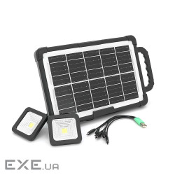 Портативна станція CcLamp CL-318PB-8W+Solar, Power bank 5400mAh, 1 режим, USB вихід, 2 лампочки, Box