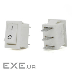 Перемикач ON-ON KCD1-102, 250VAC/6A, 3 контакти , White, Q100