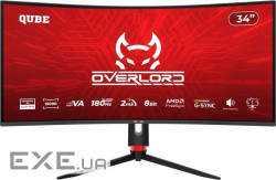 Монітор 34" QUBE Overlord C34UQ180H (Ultra-Wide 2K) 3440x1440 VA Curved 1500R 180Hz 4ms, FreeSync,