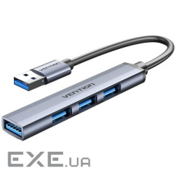 Хаб USB 3.0 -> 1xUSB 3.0/3xUSB 2.0, 0.15м, 5 Гбіт/с, Grey Vention (CKOHB)