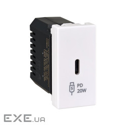 Зарядний пристрій 1хUSB-C, QC, PD 20W K45 22,5x45мм, білий (K126I/9)