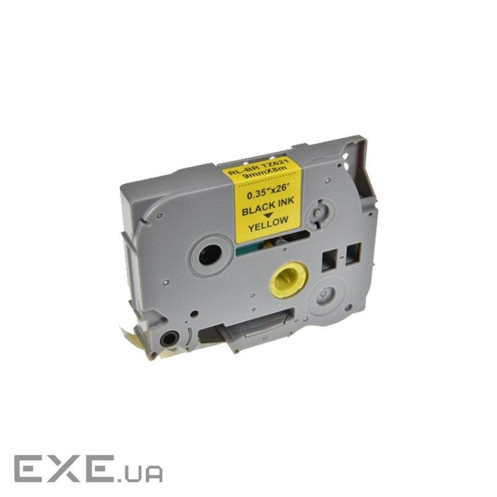 Стрічка для принтера етикеток UKRMARK RL-B-T621P-BK/YE, аналог TZE621. 9 мм х 8 м (CBTZ621)