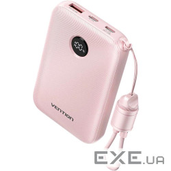 УМБ Vention 10000mAh 22,5W PD, QC USB-A/2xUSB-C In/Out Pink (FKAP0-C)