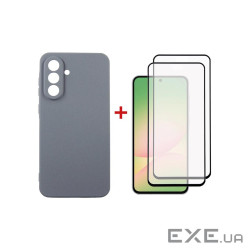 Чохол до мобільного телефона Dengos Kit Samsung Galaxy A56 Carbon + 2 pcs glass (Grey) (DG-CTG2P-09)