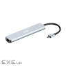 Хаб 2E USB-С USB-A 2.0/USB-A 3.0/2xUSB-C PD/HDMI/microSD/SD/Ethernet, 0.13м, сірий (2E-W2681)