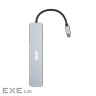Хаб 2E USB-С USB-A 2.0/USB-A 3.0/2xUSB-C PD/HDMI/microSD/SD/Ethernet, 0.13м, сірий (2E-W2681)