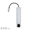 Хаб 2E USB-С USB-A 2.0/USB-A 3.0/2xUSB-C PD/HDMI/microSD/SD/Ethernet, 0.13м, сірий (2E-W2681)