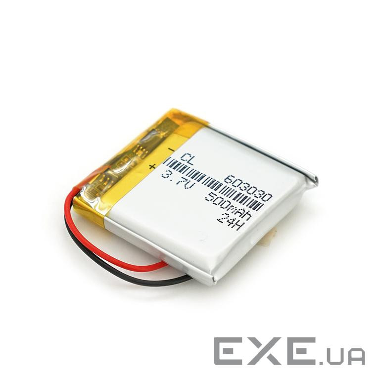 Літій-полімерний акумулятор 6*30*30mm (Li-ion 3.7В 500мА&middot,год) (603030) ) (603030)