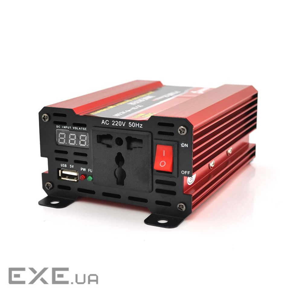 Інвертор напруги NV-500(300Вт)+LCD, 12 / 220 з апроксимованою синусоїдою, 1 універсальн (NV-500+LCD) (NV-500+LCD)