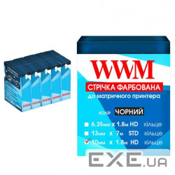 Стрічка до принтерів 10мм х 1.8м HD к. Black*5шт WWM (R10.1.8H5)
