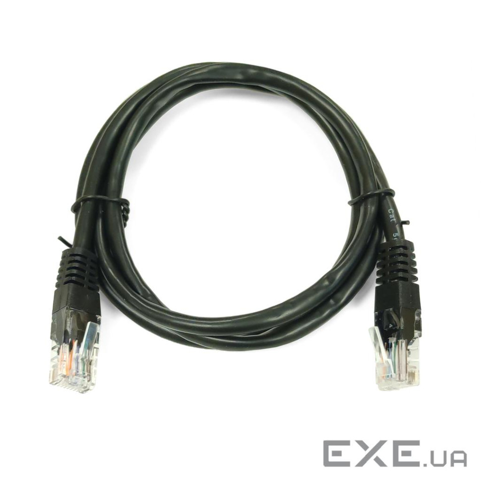 Патч-корд UTP, 0.25 м, кат. 5e, чорний (PAUT3025-BK)