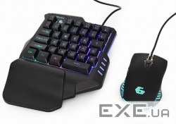 Комплект ігровий, 2-в-1, одноручна клавіатура + миша, підсвічування, чорний колір (GGS-IVAR-TWIN)