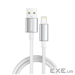 Дата кабель USB 2.0 AM to Lightning 2.0m 3A zinc alloy braided white ColorWay (CW-CBUL099-WT)
