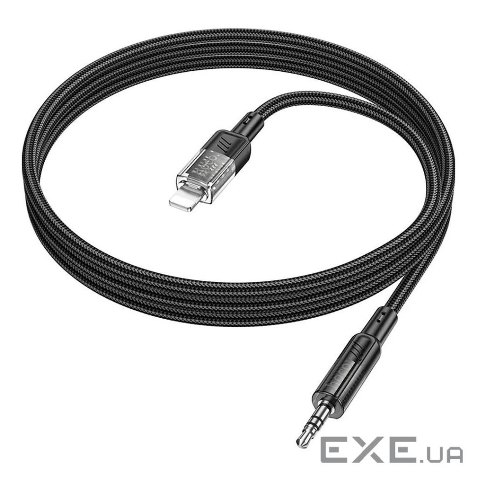 Аудiокабель HOCO UPA27 Spirit transparent digital audio conversion cable iP Black (6942007612524)