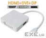 Адаптер FHD 1080p Mini DisplayPort - DVI/DisplayPort/HDMI 0.2м White (S0416)