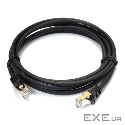 Патч-корд S/FTP, 2 м, кат. 6А, чорний , LW (PC005-C6A-200BK)