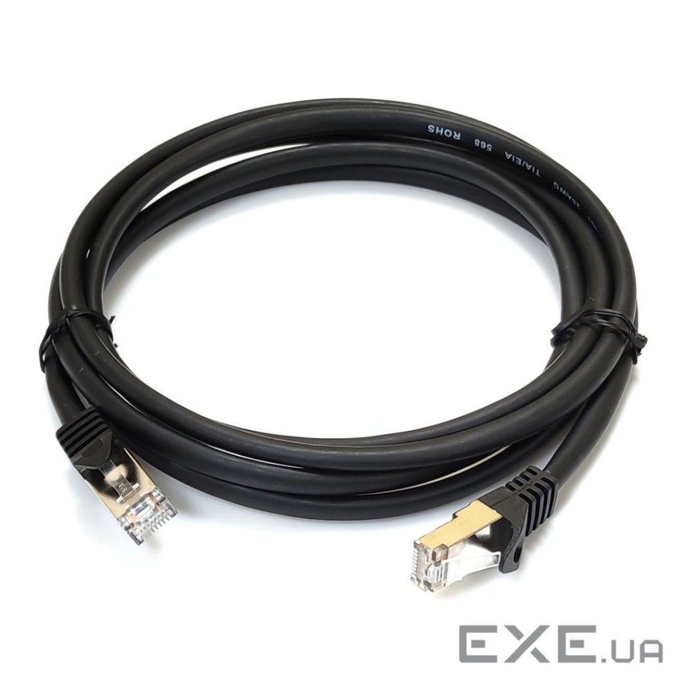 Патч-корд S/FTP, 2 м, кат. 6А, чорний , LW (PC005-C6A-200BK)