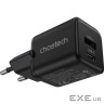 Мережевий зарядний пристрій Choetech PD5012-EU-BK, USB-A/USB-С