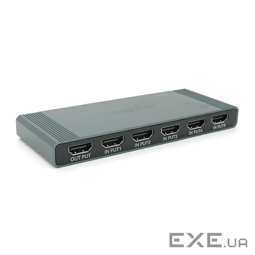 Комутатор VEGGIEG V-HD11 HDMI 1*5, HDTV2.0 4K, Grey, Box