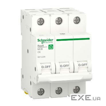 Автоматичний вимикач Schneider RESI9 6А, 3P, крива С, 6кА (R9F12306)
