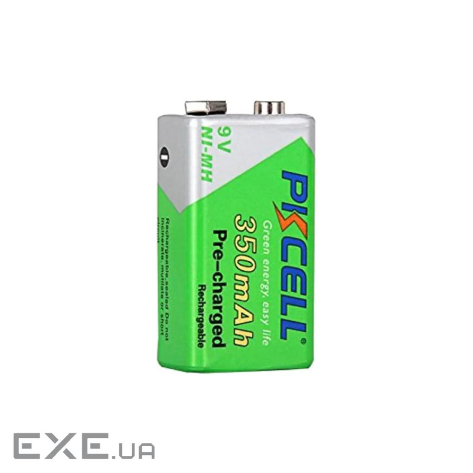Акумулятор PKCELL 9V/ 350mAh, крона, NiMH Rechargeable Battery, 1 штука в блистер (PC/6LR61/350-1B)