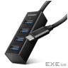 Концентратор AXAGON USB-C to 4xUSB 3.0 0.2m black (HUE-M1C)