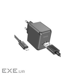 Зарядний пристрій HOCO CS11A USB + cable USB to Lightning black (6942007603560)