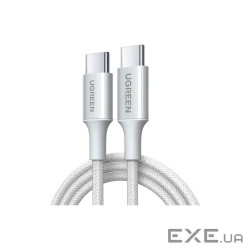 Дата кабель USB-C to USB-C 2.0m PD100W 5A braided L502 white Ugreen (35221)