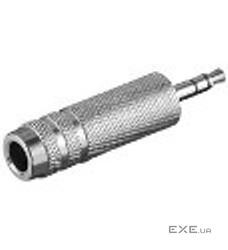 Перехідник Goobay аудіо Jack 3.5mm 3pin-6.3mm M/F, адаптер Stereo Metal (75.01.2421-1)